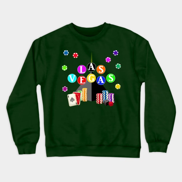 Las Vegas Pyramid and Poker Chips Crewneck Sweatshirt by Gravityx9